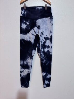 Balance Athletica Tie Dye High Rise Ankle Leggings Black White Elastic Waist M